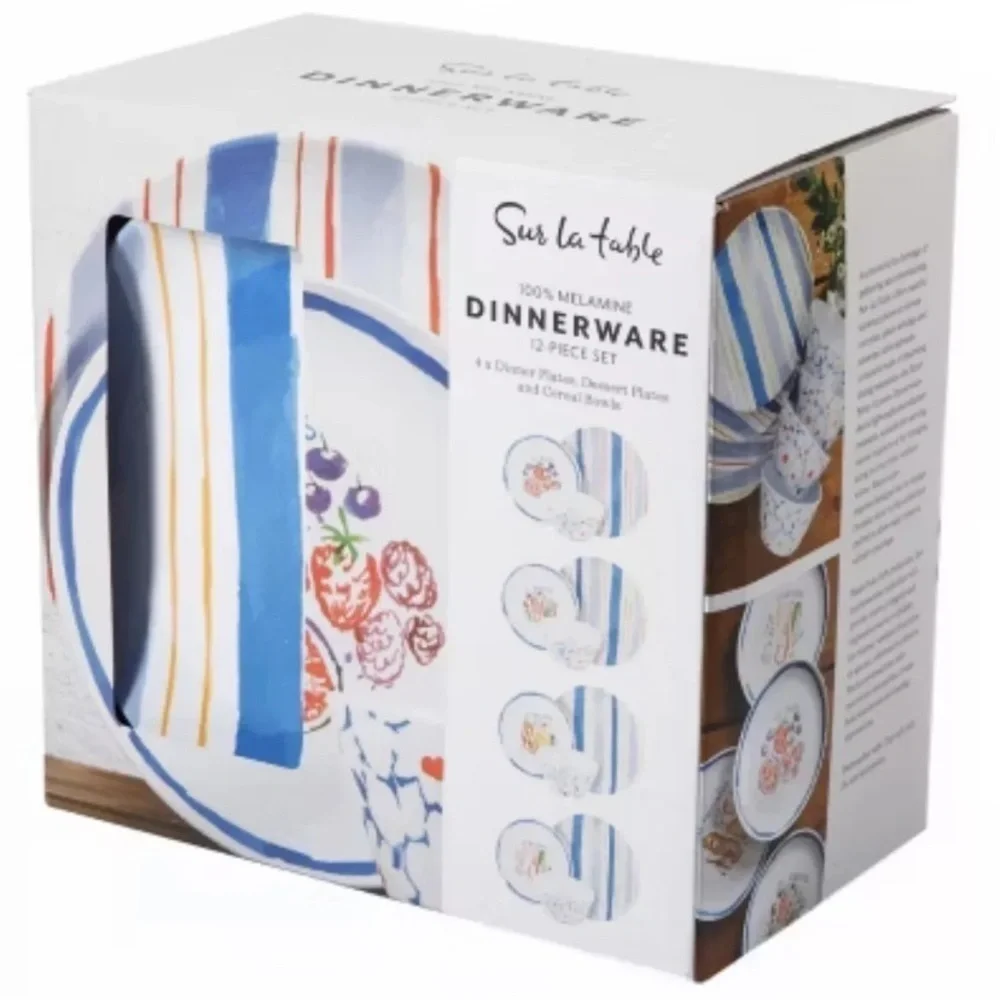 Sur La Table 12-Piece Multicolor Melamine Dinnerware Set 4 Place Settings